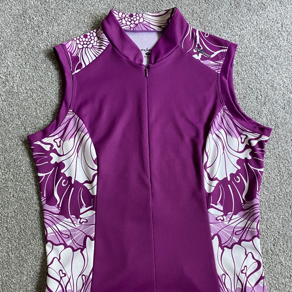 Ladies SheBeest Cycling Biking Jersey Sleveless Size Medium Purple